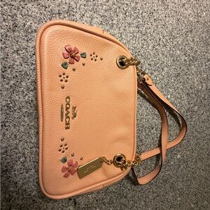 Coach Peach and Pink Floral Shoulder Bag